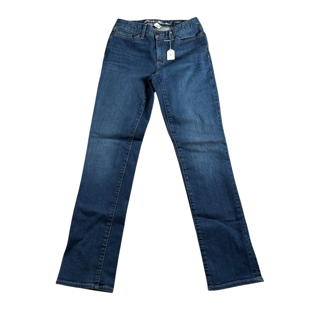 Eddie Bauer Straight Jeans Womens S0 Blue Slightly Curvy Dark Denim Normcore - Picture 2 of 7